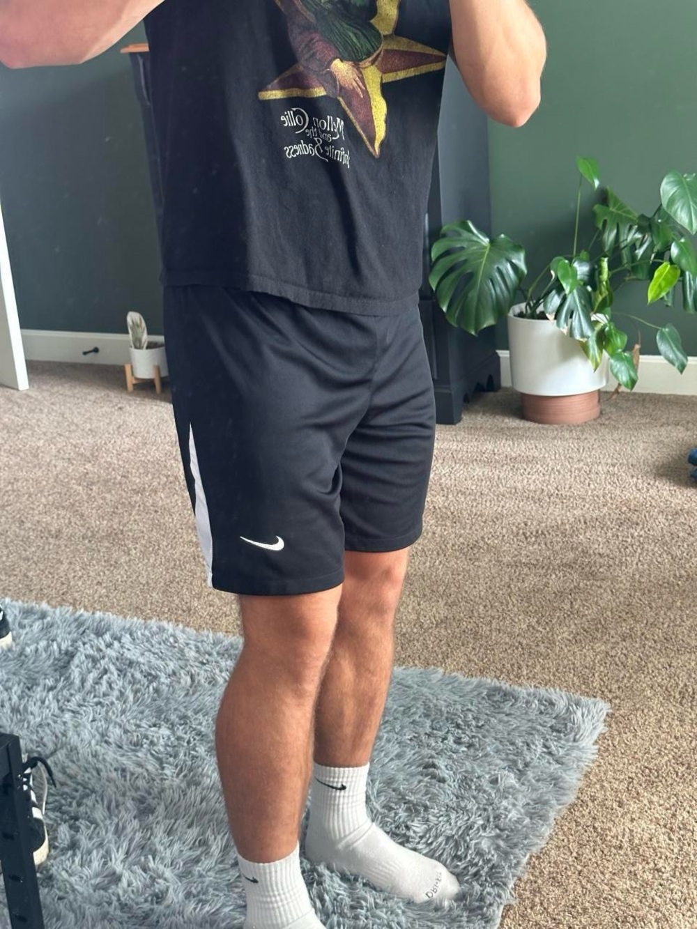Nike Black Men's Athletic Shorts with White Swoosh